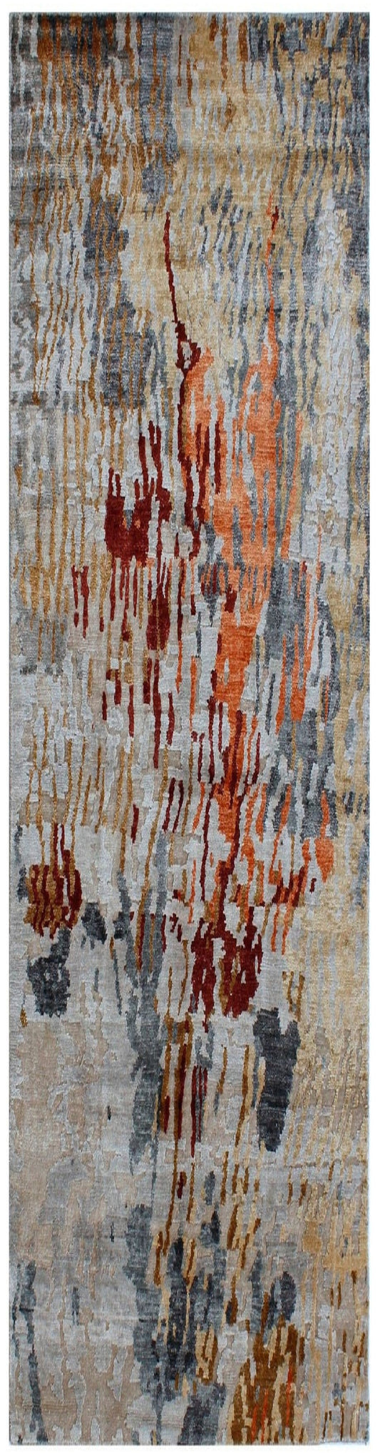 Multi Color Hand Knotted Abstract Bamboo Silk Runner