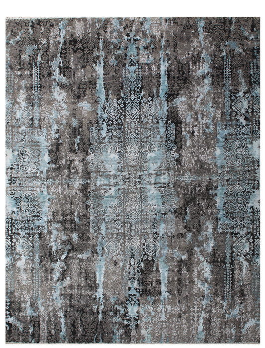 Charcoal Turquoise Hand Knotted Rug
