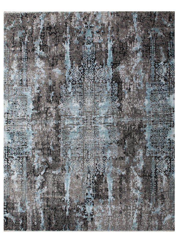 Charcoal Turquoise Hand Knotted Rug