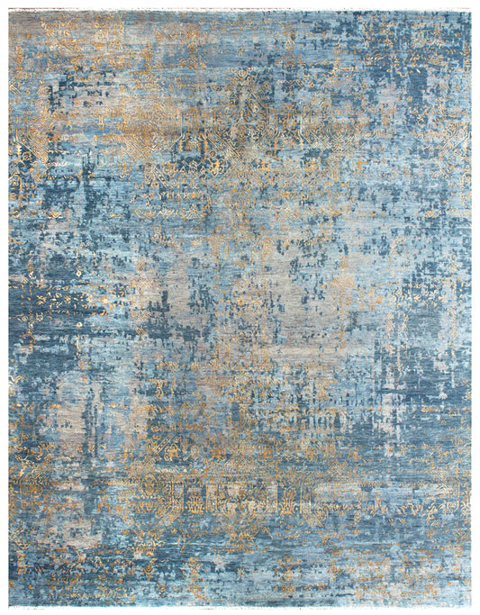 Silver Turquoise Gold Hand Knotted Premium Carpet