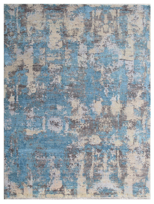 Erased Pattern Olive Hand Knotted Carpet