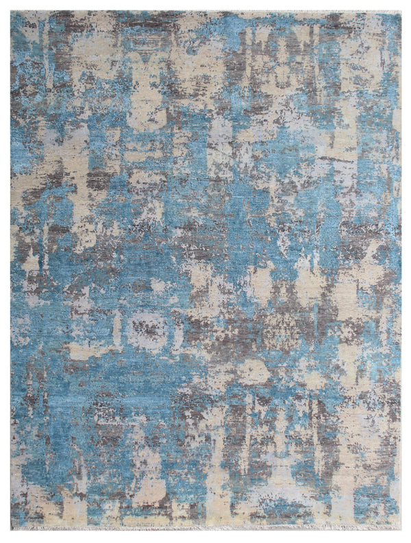Erased Pattern Olive Hand Knotted Carpet