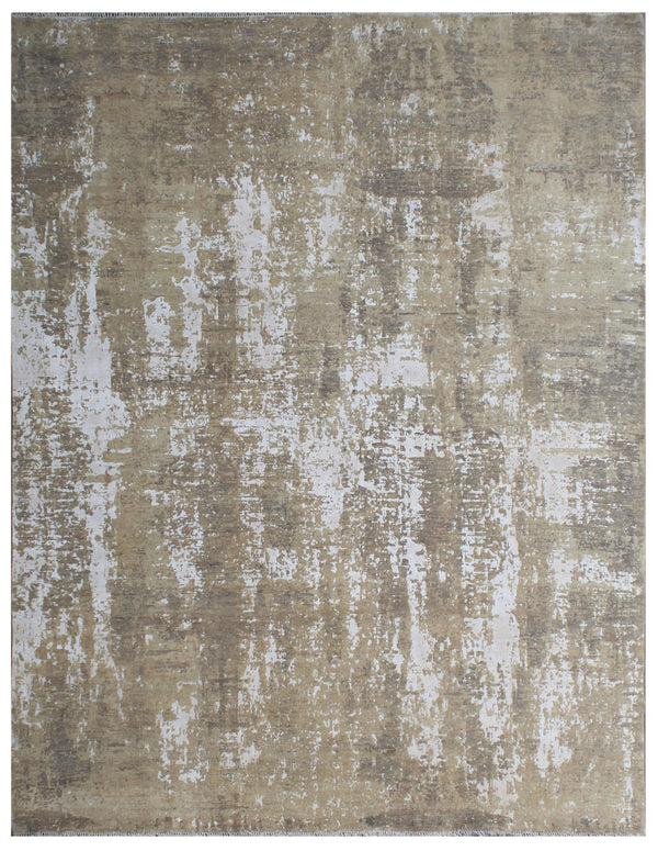 Ivory Cream Hand Knotted Abstract Rug
