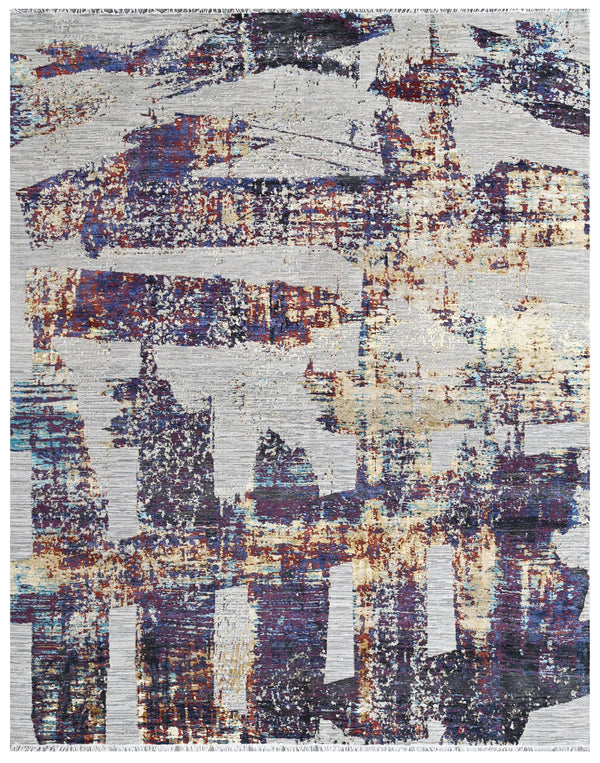 Multi Color Hand Knotted AbstractArea Rug