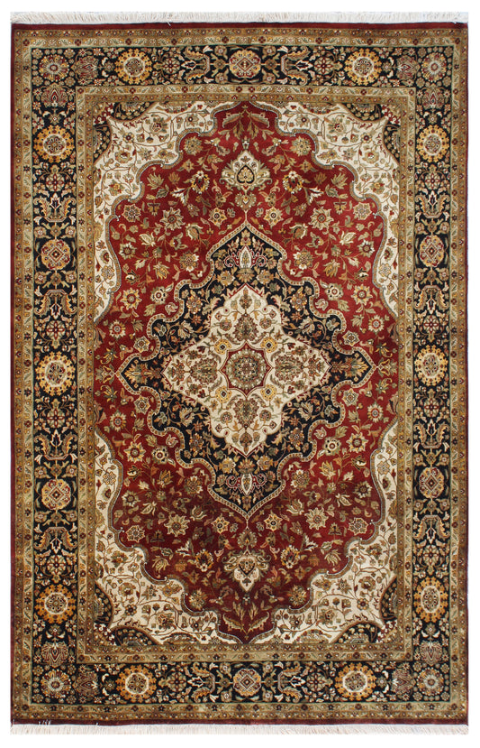 Classic Royal Red Hand Knotted Persian Medallion Area Rug