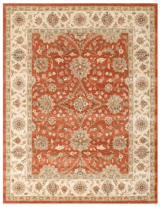 Red Ivory Traditional Hand Tufted Wool Area Rug