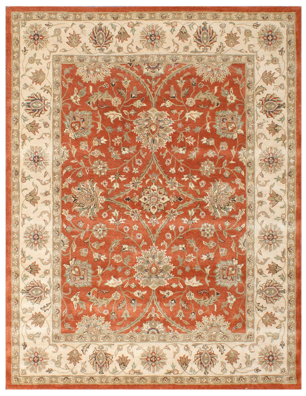 Red Ivory Traditional Hand Tufted Wool Area Rug