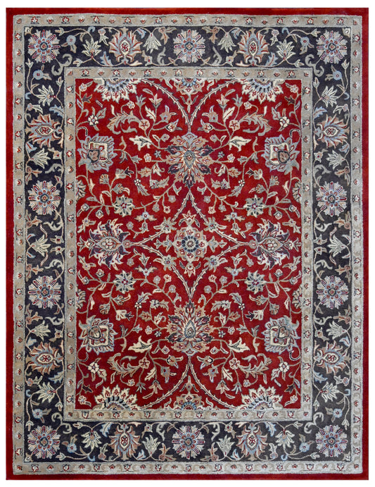 Red Brown Traditional Hand Tufted Wool Area Rug