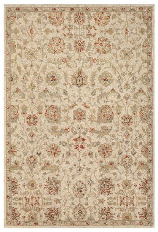 Ivory Traditional Hand Tufted Wool Area Rug