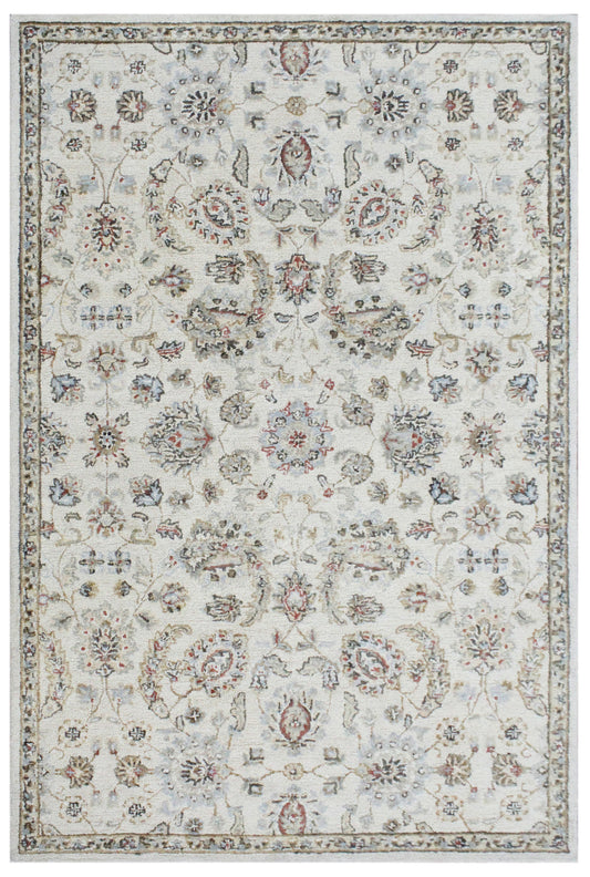 Ivory Light Blue Traditional Hand Tufted Wool Area Rug
