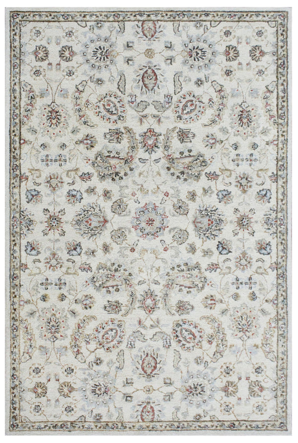 Ivory Light Blue Traditional Hand Tufted Wool Area Rug
