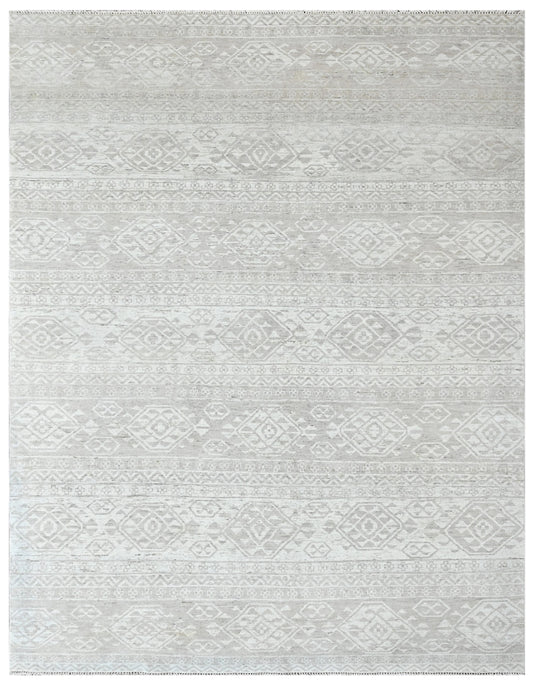 Mushroom Ivory Hand Knotted Southwestern Wool Area Rug