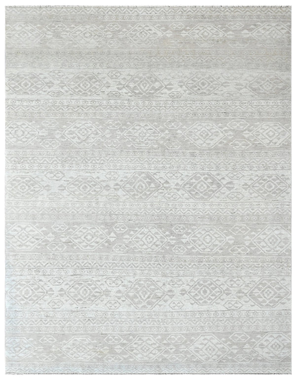 Mushroom Ivory Hand Knotted Southwestern Wool Area Rug