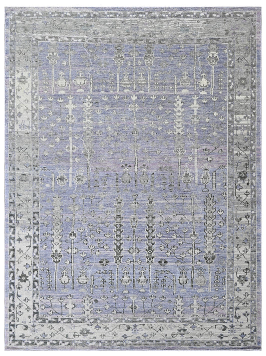 Heather Purple Traditional Hand Knotted Area Rug
