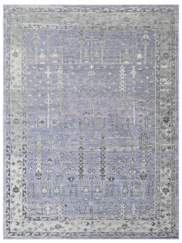 Heather Purple Traditional Hand Knotted Area Rug