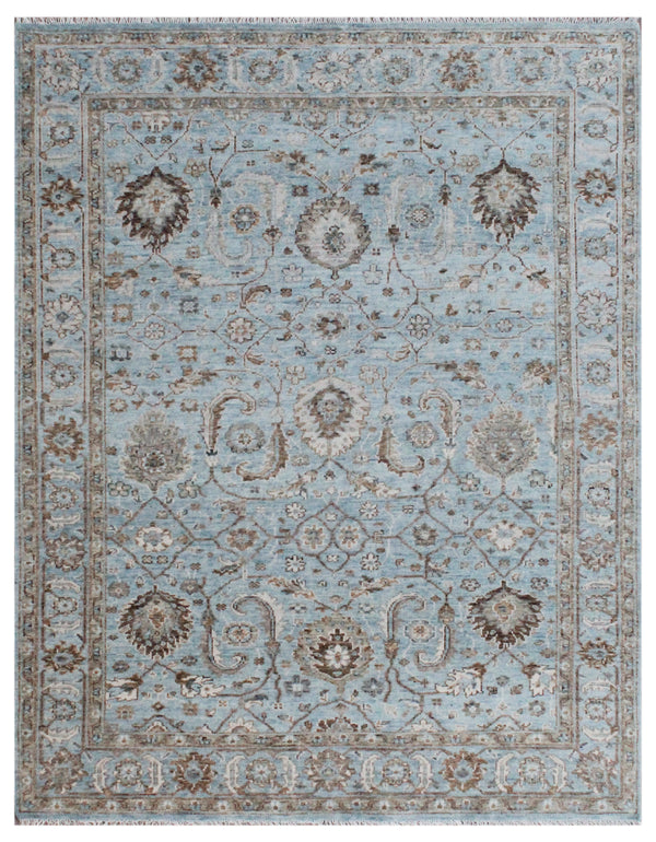 Sky Bloom Vintage Floral Hand Knotted Rug