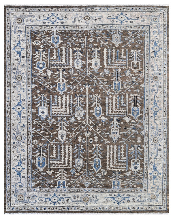 Tribal Heritage Brown Dominion Hand Knotted Wool Rug