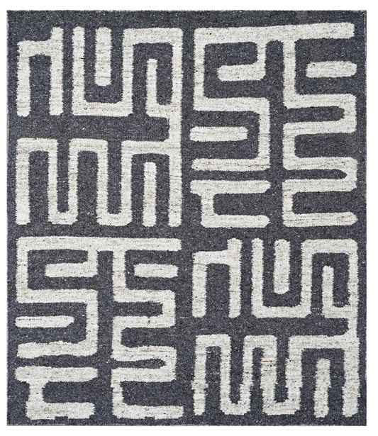 Geometric Maze Pattern Wool Dhurrie