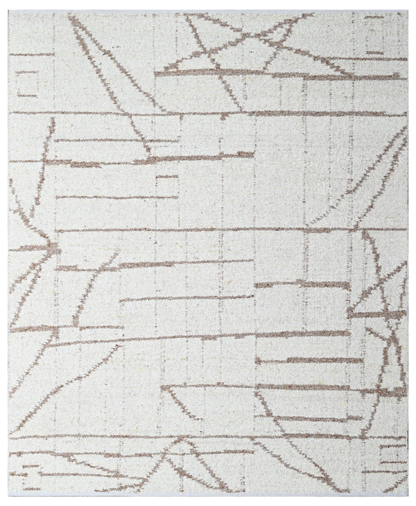 Abstract Line Pattern Wool Dhurrie