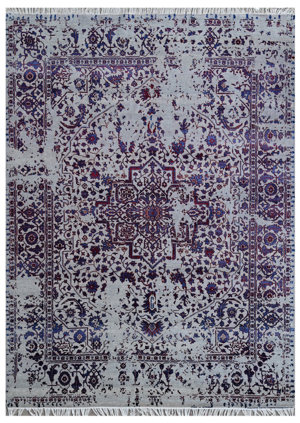 Assorted Red Traditional Hand Knotted Bamboo Silk Rug