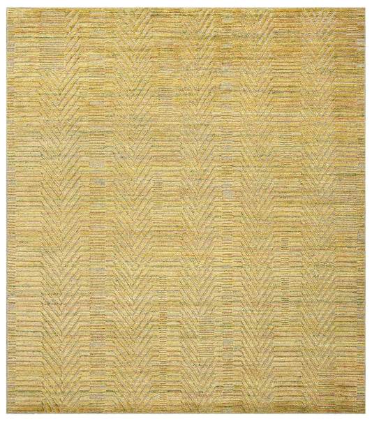 Gold Chevron Geometric Hand Woven Wool Area Rug