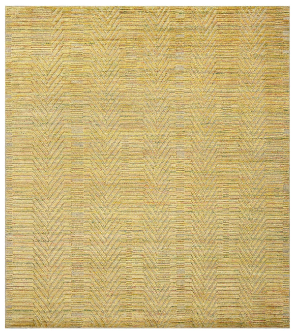 Gold Chevron Geometric Hand Woven Wool Area Rug