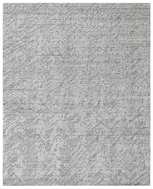 Silver Grey Abstract Hand Woven Wool Area Rug