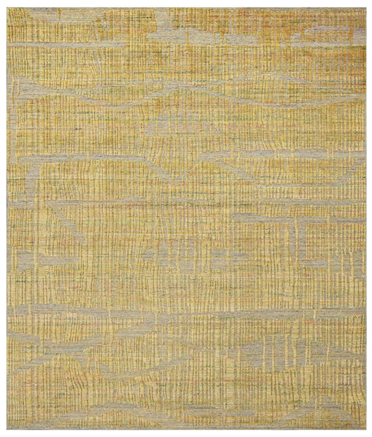 Gold Abstract Hand Woven Wool Area Rug