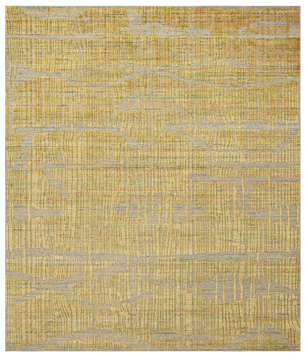 Gold Abstract Hand Woven Wool Area Rug