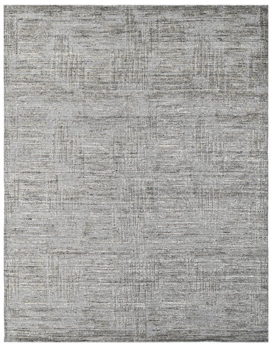 Beige Grey Abstract Hand Woven Wool Area Rug