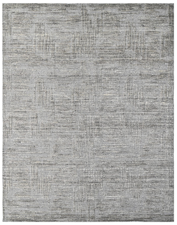 Beige Grey Abstract Hand Woven Wool Area Rug