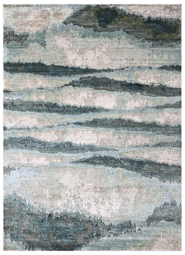 Hand Knotted Bamboo Silk Abstract Wave Rug