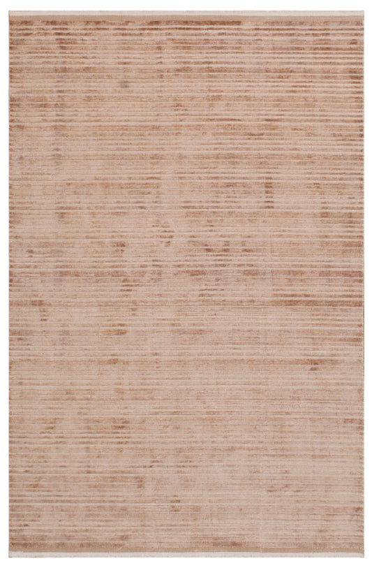 Terracotta Linear Hand Woven Wool Bamboo Silk Area Rug