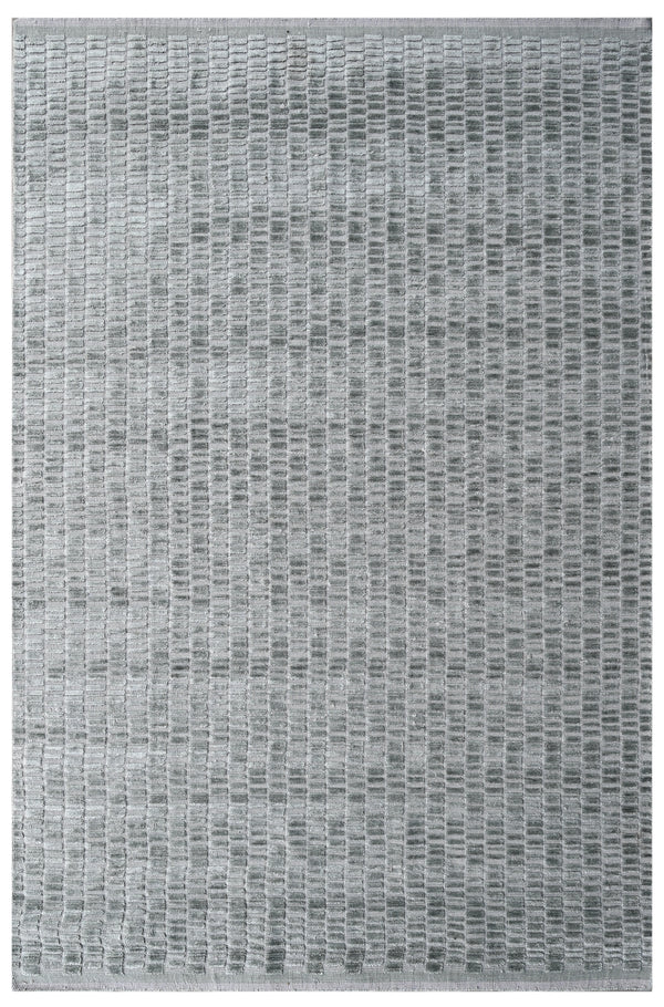 Marine Blue Textured Hand Woven Wool Bamboo Silk Area Rug