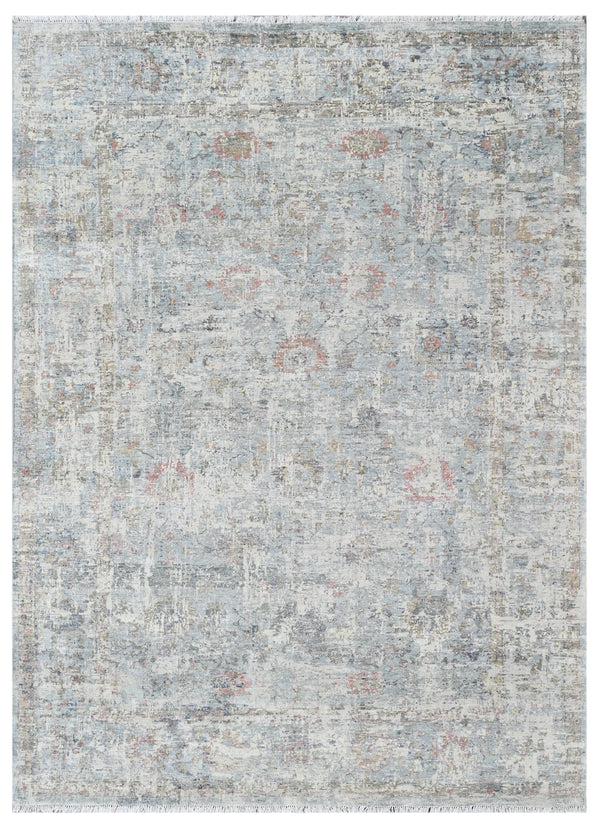 Aqua Frost Hand Knotted Wool Vintage Rug