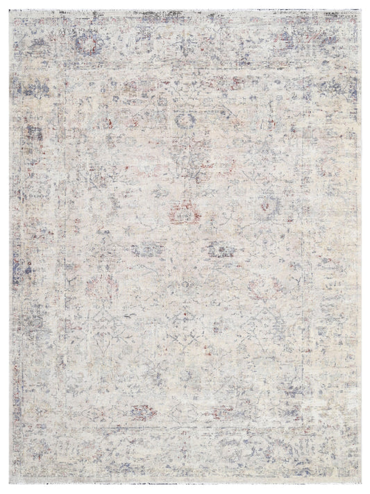 Ivory Bloom Hand Knotted Wool Vintage Rug