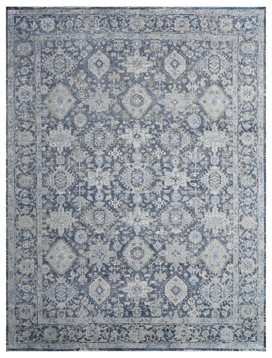 Oxidixed Navy Traditional Hand Knotted Wool Area Rug