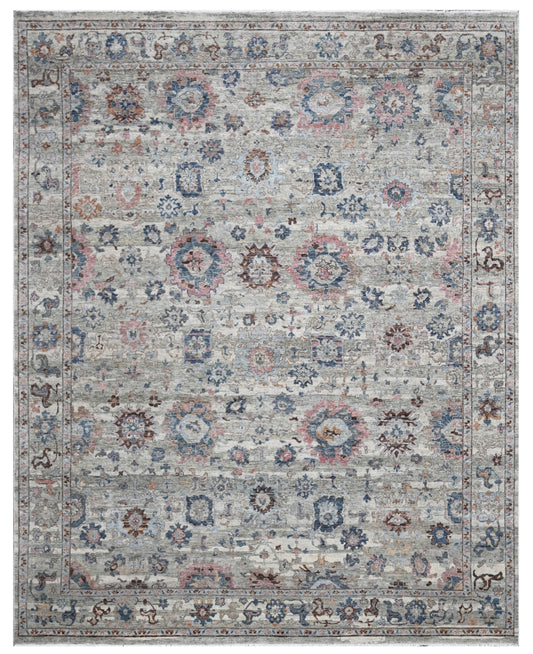 Luxury Hand Knotted Wool Area Rug | Vintage Floral Design