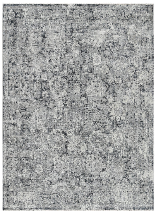 Carbon Mist Hand Knotted Wool Vintage Rug