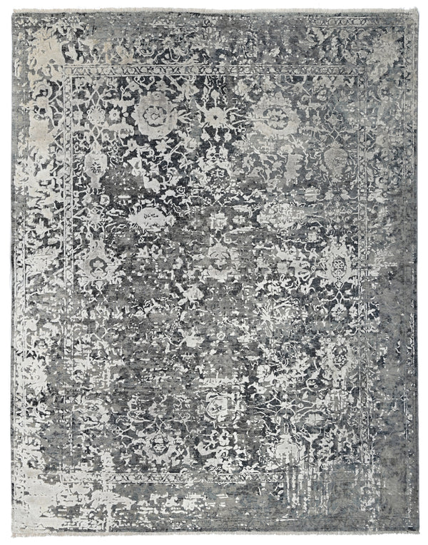 Midnight Mist Hand Knotted Wool Vintage Rug