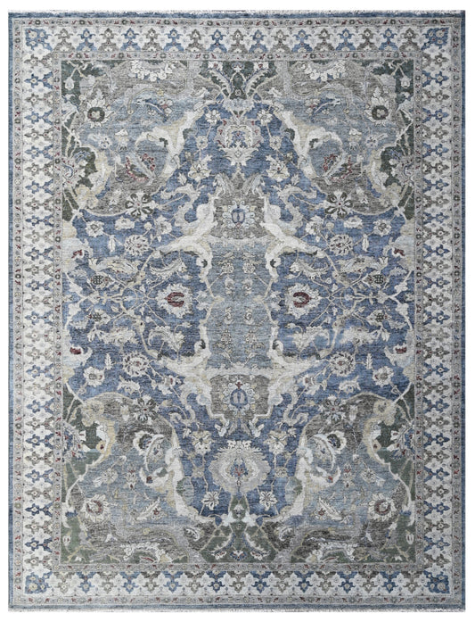 Charcoal Silver Luxury Hand Knotted Wool Rug
