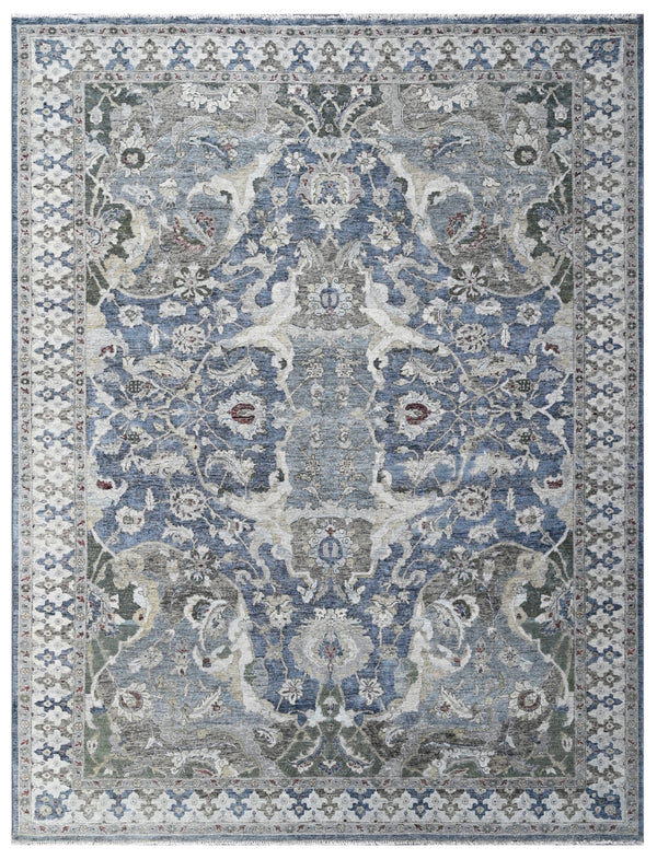 Charcoal Silver Luxury Hand Knotted Wool Rug