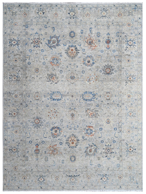 Silver Gold Vintage Hand Knotted Wool Rug