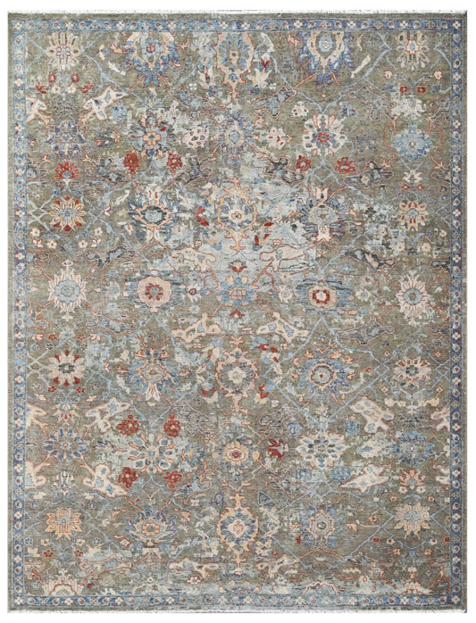 Sage Bloom Vintage Hand Knotted Wool Rug