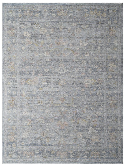 Silver Heirloom Hand Knotted Wool Vintage Rug