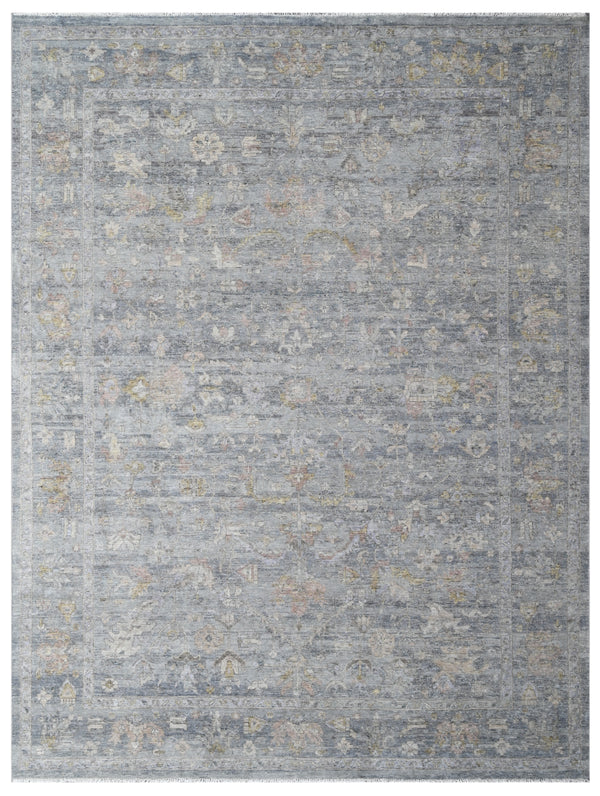 Silver Heirloom Hand Knotted Wool Vintage Rug