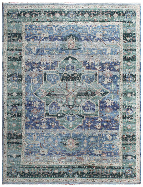 Antique Teal Hand Knotted Rug