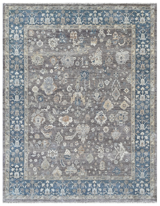 Slate Blue Hand Knotted Wool Rug