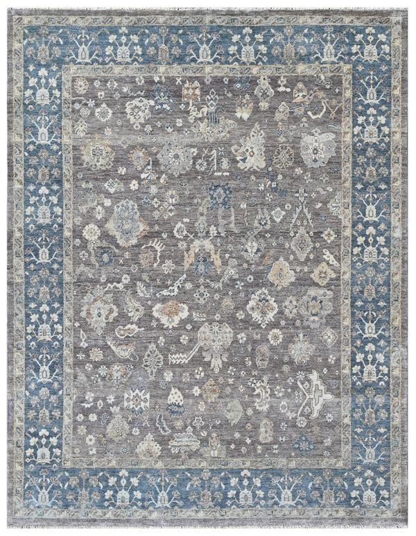 Slate Blue Hand Knotted Wool Rug