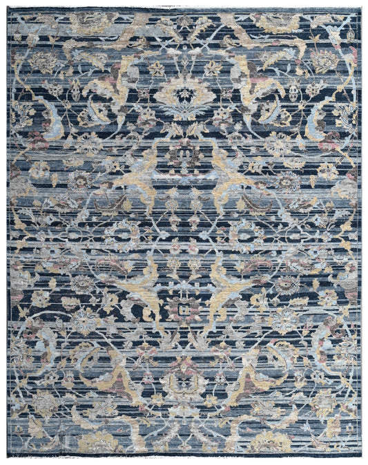 Midnight Relic Hand Knotted Wool & Bamboo Silk Rug